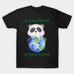 Cute Panda Holding Earth Save the Planet T-Shirt